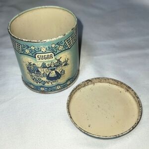 Vintage Wolverine Dollhouse Blue and Cream Sugar Tin
